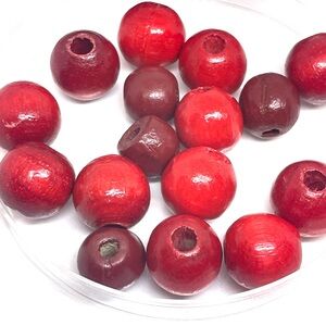 Lot of 68 Red Wooden Beads for Crafting